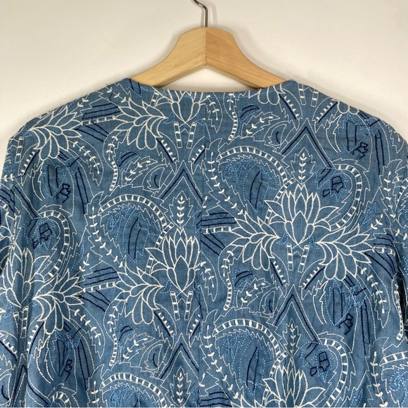 Zara Blue Embroidered Open Front Fringe Jacket Size S Whimsical Artsy Festival - Picture 11 of 16